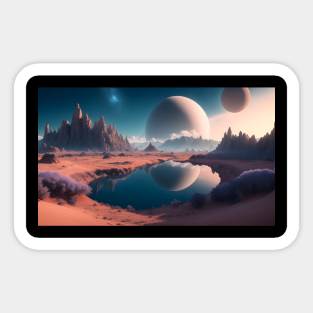 Beautiful scenery on another planet Sticker